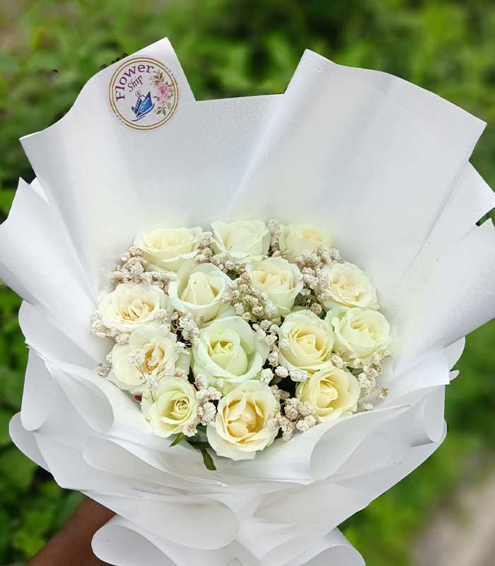 15 pieces china white rose China Gypsy White Paper White Ribbon